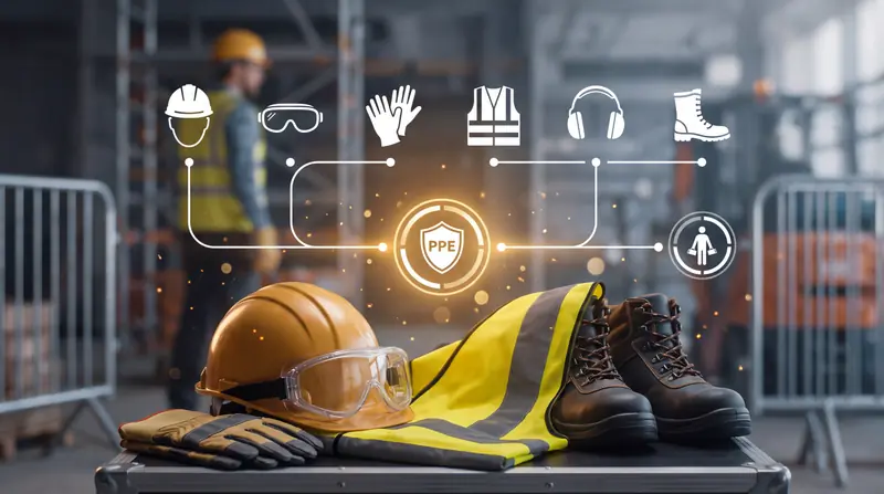 Dotación industrial en Villavicencio: casco, gafas, guantes, chaleco reflectivo y botas de seguridad